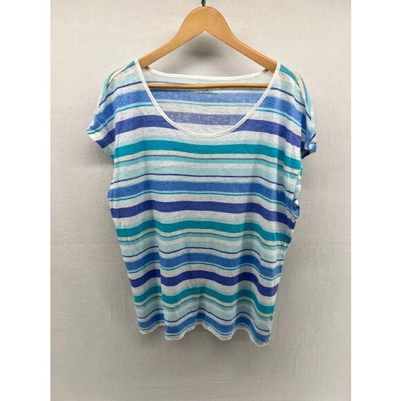 Talbots Women's Plus Size 2X Linen Tunic Tee Striped - Picture 1 of 4